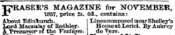 FRASE3TS MAGAZINE for NOVEMBER, 1857, pr...