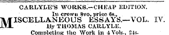 CARLYLE'S WORKS.-CHEAP EDITION. In crown...