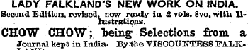 LADY FALKLAND'S NEW WORK ON INDIA. Secon...