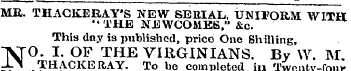 MR. THACKERAY'S NEW SERIAL, UNITORM WITH...