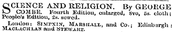 SCIENCE AND RELIGION. By GEORGE ™ , C . ...