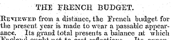 THE FRENCH BUDGET. Reviewed from a dista...