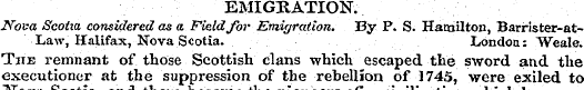 EMIGRATION. Nova Scotia considered as a ...