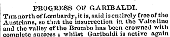 PROGRESS OF GARIBALDI. The north of Lomb...