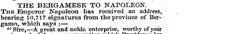 THE BERGAMESE TO NAPOLEON The Emperor Na...