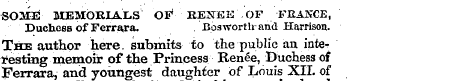 SOME MEMORIALS OF EENEE ,()F FEANCE, Duc...