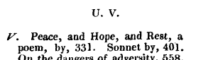 U. V. V. Peace, and Hope, and Rest, a po...