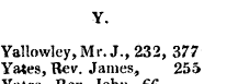 Y. Yallowley,Mr.J.,232, Yates, Rev. Jame...