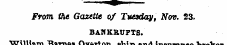 From the Gazette of Tuesday, Nov. 23. BA...