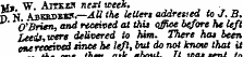 TLj, W. Aitkeh next week. T) N. ABERDEK5...
