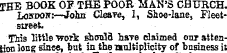 THE BOOK OF THE POOR MAN'S CHURCH. Losdo...