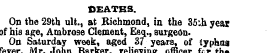 DEATHS. On the 29th ult., at Richmond, i...