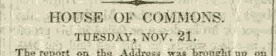 HOUSE OF COMMONS. TUESDAY, NOV. 21. Thf ...
