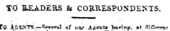 TO TO AGENTS.—S<rreraJ of onr Aaentihai-...