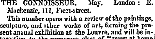 THE CONNOISSEUR. May. London: E. Mackenz...