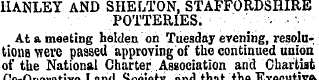 HANLEY AND SHELTON, STAFFORDSHIRE POTTER...