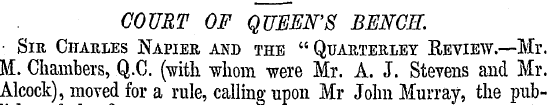 COURT OF QUEEN'S BENCH. Sir Charles Napi...