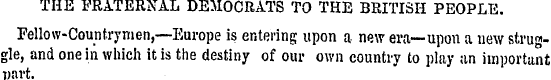 THE FRATERNAL DEMOCRATS TO THE BRITISH P...