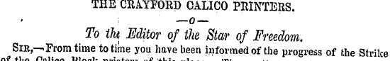 THE CRAYFORD CALICO PRINTERS To th Edito...