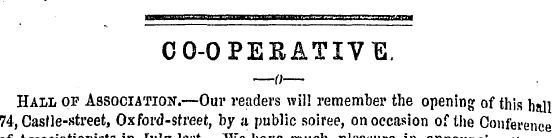 CO-OPERATIVE — 0 — Hall op Association.—...