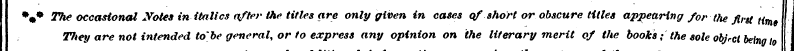 %* The occasional Notes in italics after...