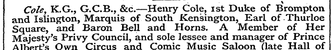 ColeK.G., G.C.B., &c.—Henry Cole, 1st Du...