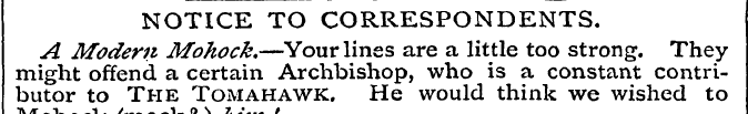 NOTICE TO CORRESPONDENTS. A Modern Mohoc...