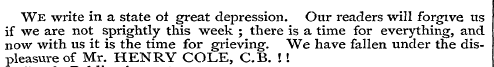 We write in a state of great depression....