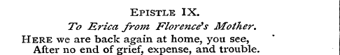 Epistle IX. To Erica from Flo?'ence's Mo...