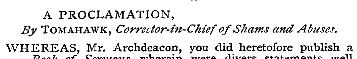 A PROCLAMATION, By Tomahawk, Corrector-i...