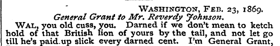 General Grant to Mr W . Reverdy ashingto...