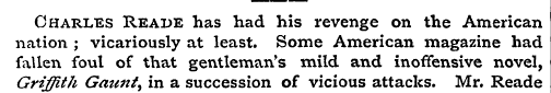 Charles Reade has had his revenge on the...