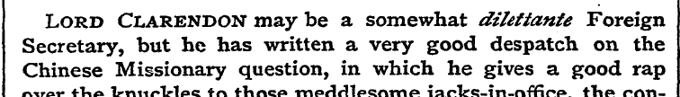 Lord Clarendon may be a somewhat diletta...