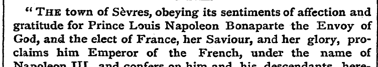 " The town of Sevres, obeying its sentim...