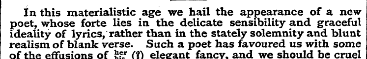 poet In , this whose materialistic forte...