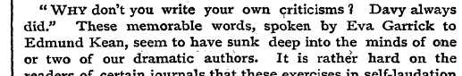 " Why don't you write your own criticism...