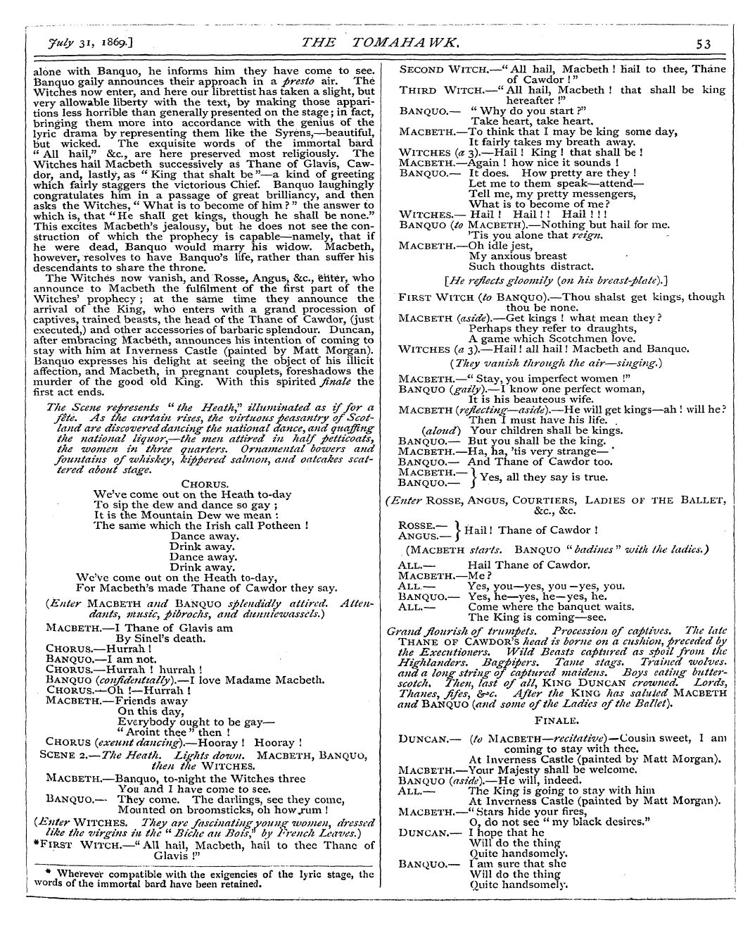 Tomahawk (1867-1870): jS F Y, 1st edition - Has [The Encouraged Vast Success Him Of ...