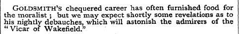 Goldsmith's chequered career has often f...