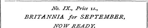 No. IX., Price is., BRITANNIA for SEPTEM...