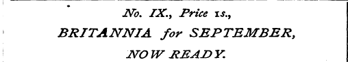 No. IX., Price is. t BRITANNIA for SEPTE...