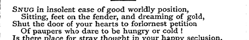 Snug in insolent ease of good worldly po...
