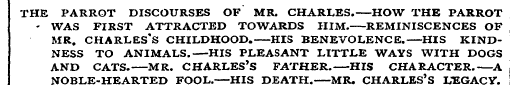 THE PARROT DISCOURSES OF MR. CHARLES. HO...