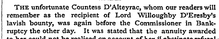The unfortunate Countess D'Alteyrac, who...