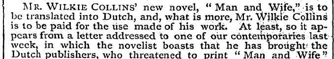 be M translated r. Wilkie into Collins D...
