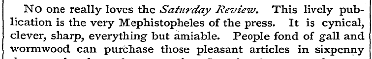 No one really loves the Saturday Review....
