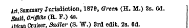 Act Summary Jurisdiction, 1879, Green (H...