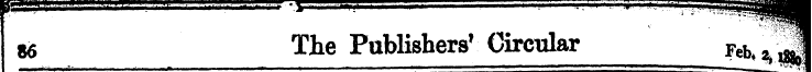 86 The Publishers* Circular !* % 'J