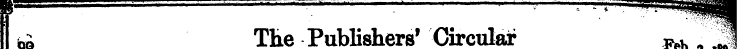 l ^o The Publishers 1 Circular Feb. 3 ¦ ...