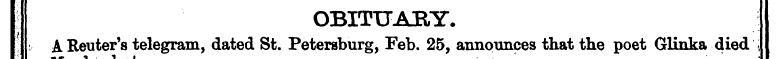 ! | ¦¦ A Reuter's telegram, dated St. Pe...