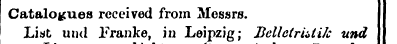 Catalogues received from Messrs. List un...